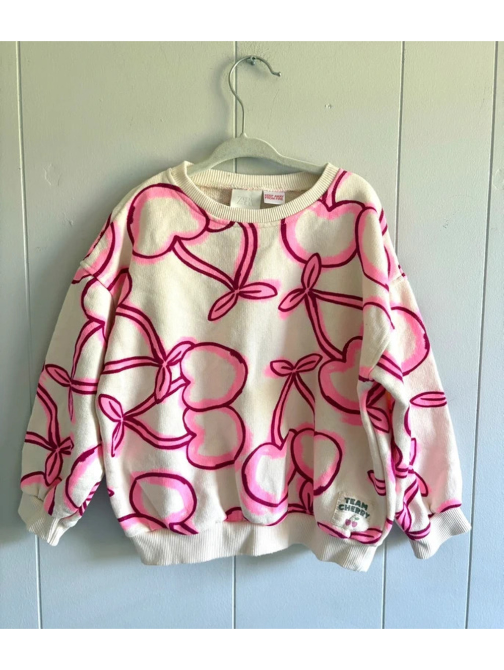ZARA Girls size 5 Cherries Print Sweatshirt